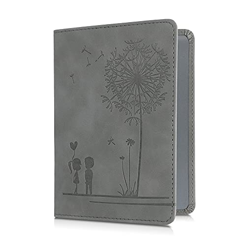 kwmobile Funda para permiso de circulación coche de piel sintética nobuk - Para documentos 10.5 x 14.8 CM doblados - gris