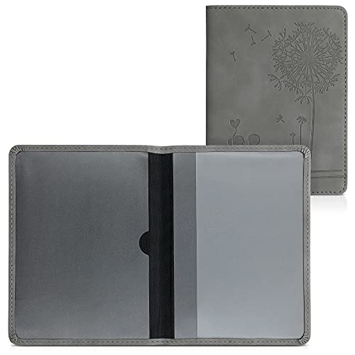 kwmobile Funda para permiso de circulación coche de piel sintética nobuk - Para documentos 10.5 x 14.8 CM doblados - gris