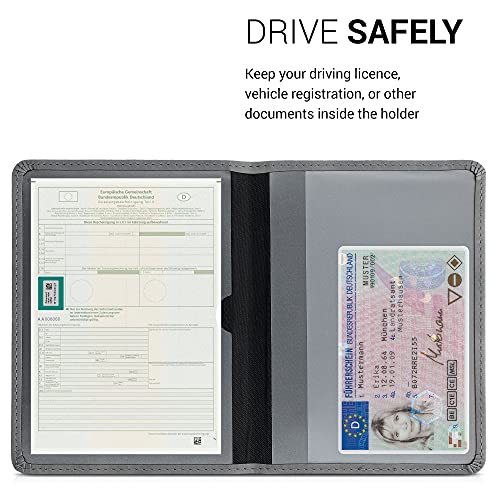 kwmobile Funda para permiso de circulación coche de piel sintética nobuk - Para documentos 10.5 x 14.8 CM doblados - gris