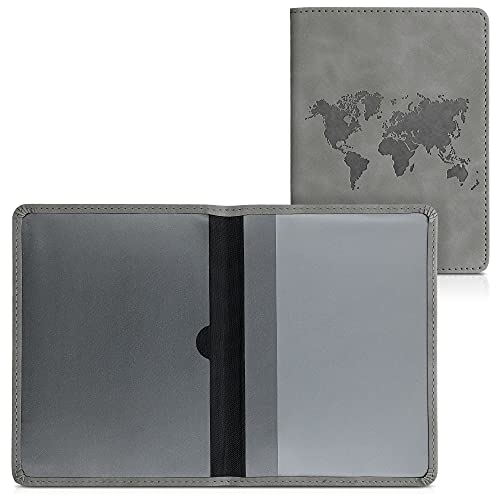 kwmobile Funda para permiso de circulación coche de piel sintética nobuk - Para documentos 10.5 x 14.8 CM doblados - gris