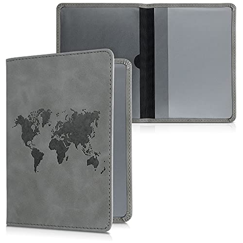 kwmobile Funda para permiso de circulación coche de piel sintética nobuk - Para documentos 10.5 x 14.8 CM doblados - gris