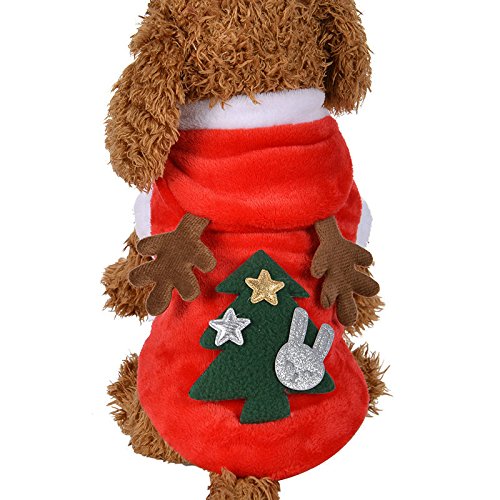 Kylewo Disfraz de Navidad para Perros y Gatos, con Capucha, Chaqueta de Abrigo, para Perros pequeños Cachorro Talla XS-XL