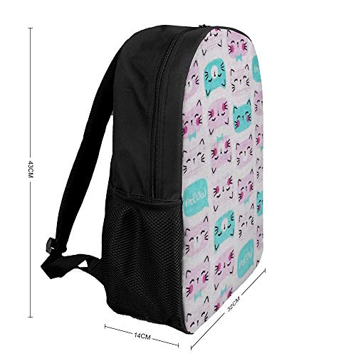 Lady's Comfy - Mochila para portátil ligera y resistente para viajes de fin de semana, Cutie Pie Cat Pink (Blanco) - TB-ZXY-0qnhh2uhhcyv-1