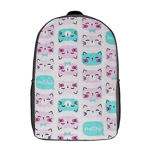 Lady's Comfy - Mochila para portátil ligera y resistente para viajes de fin de semana, Cutie Pie Cat Pink (Blanco) - TB-ZXY-0qnhh2uhhcyv-1