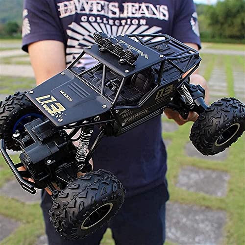 Large Feet Alloy Off-Road Four Wheel Drive RC Cars Vehicle 2.4Ghz 4WD High Speed Crawler Truck Radio Remote Control Fast Racing Buggy Hobby Car Best Gift for Children Kids (2 Battery)