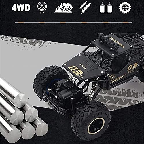 Large Feet Alloy Off-Road Four Wheel Drive RC Cars Vehicle 2.4Ghz 4WD High Speed Crawler Truck Radio Remote Control Fast Racing Buggy Hobby Car Best Gift for Children Kids (2 Battery)