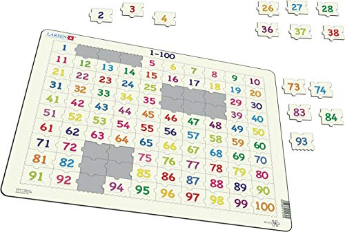 Larsen AR10 Aprende a Contar: Números del 1 al 100, Puzzle de Marco con 100 Piezas