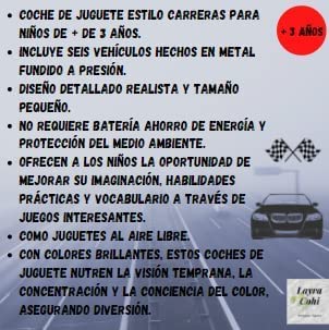 LAYRA COHI-Coches DE Juguete-para niños Mayores de 3 AÑOS-6 Coches de Modelo Carreras-Coches pequeños-Juego-Variedad de Colores-Coches para niños pequeños-Juguetes Infantiles-Regalo Navidad