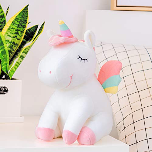 Lazada Unicornio Peluche Almohada de Peluche Mejores Regalos para Niños Rainbow Wings Blanco 12 Pulgadas