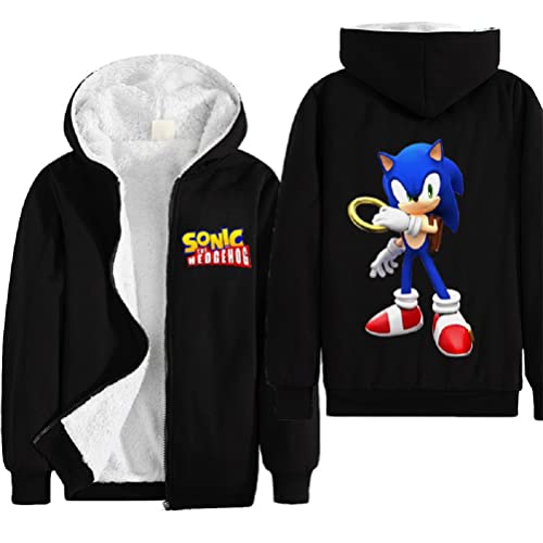 LEEQXEO Sonic Sudadera con capucha de franela 3D para niños, ropa de manga larga para niños, ropa deportiva, jerseys para niños / niñas, con capucha (9-10 años, Negro 10)