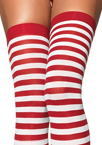 Leg Avenue- Striped Mujer, Color blanco y rojo, Talla Única (EUR 36-40) (600522062)