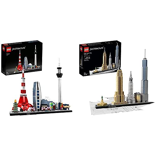 LEGO  21051 Architecture Skyline Collection Tokio, Set De Construcción, Modelo De Coleccionista+ 21028 Architecture Skyline Collection Ciudad De Nueva York Set De Construcción Modelo De Colección