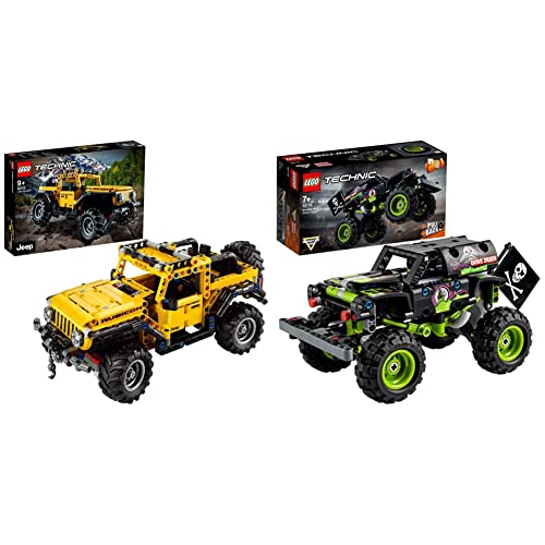 Lego  42122 Technic Jeep Wrangler, Coche 4X4 De Juguete, Vehículo Off Roader SUV +  42118 Technic Monster Jam Grave Digger, Modelo 2 En 1, Camión De Juguete O Off-Road Buggy, Set De Construcción