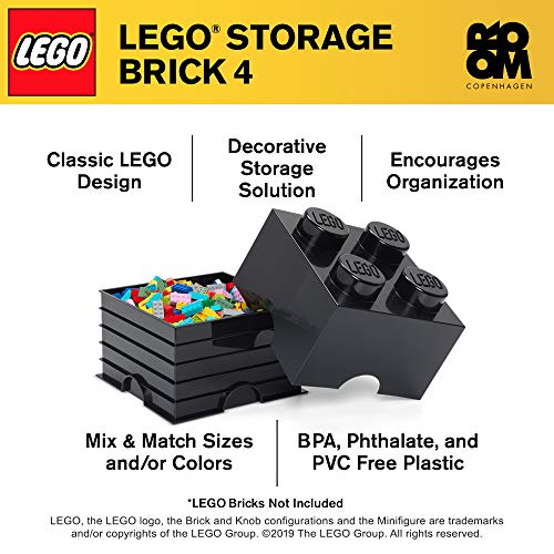 LEGO - Caja de almacenaje para Minifiguras con diseño de ladrillo 4, Color Negro (40030633)