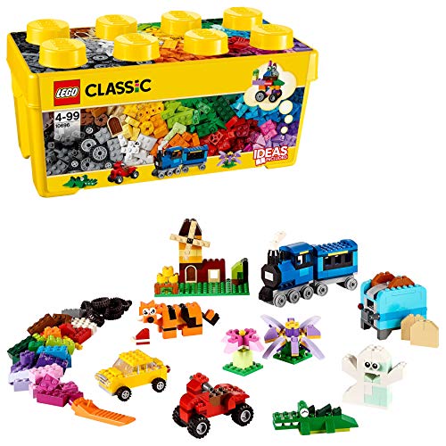 LEGO Classic - Caja de Ladrillos Creativos, Set de Construcción con Ladrillos de Colores (10696) + Base Azul de Juguete de Construcción de 25 cm de Lado para Juegos Creativos y Educativos