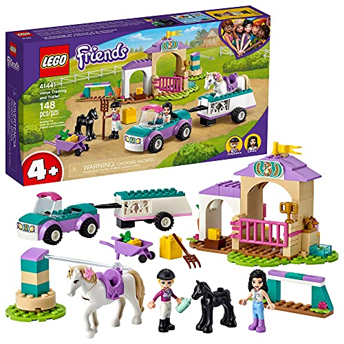 LEGO Friends Horse Training and Trailer 41441 Kit de construcción Friends Stephanie y Emma y 2 animales; nuevo 2021 (148 piezas)