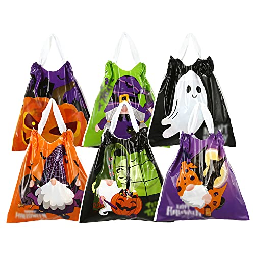 LEMESO 30 Bolsas Halloween para Niños Bolsas para Dulces Truco o Tratamiento -15 x 15cm Bolsa Plástico de Mano Halloween para Caramelos Dulces para Fiestas Bolsa de Calabaza