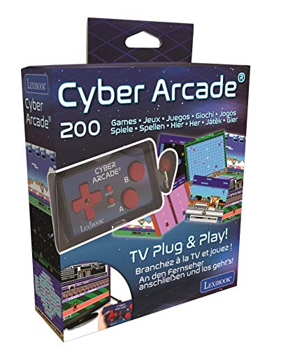 LEXIBOOK Consola Cyber Arcade TV, 200 Juegos, Controlador Plug N 'Play, Deporte, acción, Joystick (JG6500), Color