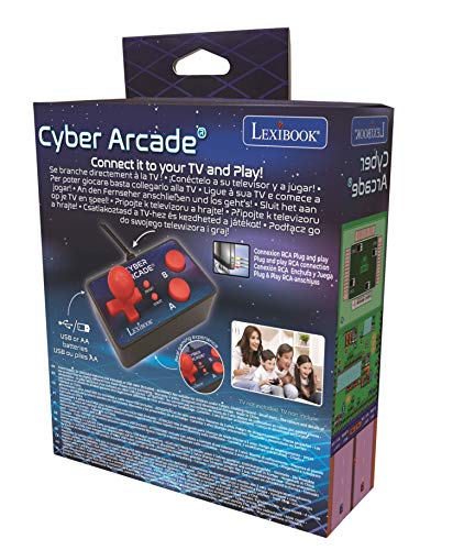 LEXIBOOK Consola Cyber Arcade TV, 200 Juegos, Controlador Plug N 'Play, Deporte, acción, Joystick (JG6500), Color