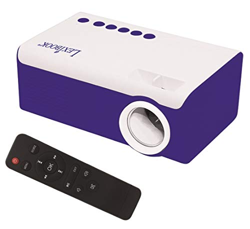 LEXIBOOK-PRJ150 Mini proyector de Video HD, Home Cinema, Altavoz Incorporado, Control Remoto Incluido, conectividad HDMI/USB/AV/Micro SD, Azul/Blanco