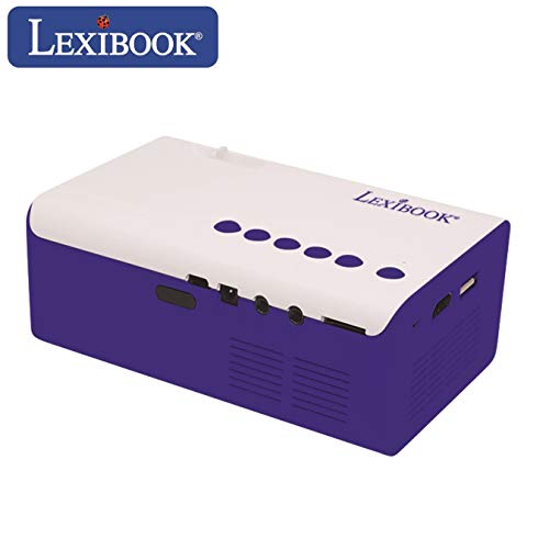 LEXIBOOK-PRJ150 Mini proyector de Video HD, Home Cinema, Altavoz Incorporado, Control Remoto Incluido, conectividad HDMI/USB/AV/Micro SD, Azul/Blanco