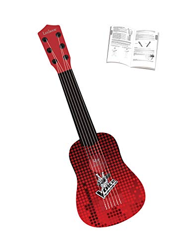 LEXIBOOK The Voice Voz Mi Primera Guitarra, 6 Cuerdas de Nailon, 53 cm, guía incluida, Negro/Rojo, K200TV, Color