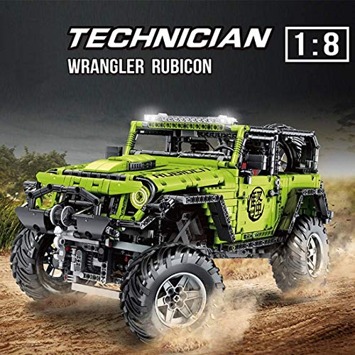 LGWJY J902 Modelo de Bloque de construcción de SUV con Control Remoto 2343Pcs 1: 8 Modelo de vehículo Todoterreno de Juguete para Technic Jeep Rubicon Compatible con Lego 42110 (Cartón gráfico)