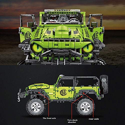 LGWJY J902 Modelo de Bloque de construcción de SUV con Control Remoto 2343Pcs 1: 8 Modelo de vehículo Todoterreno de Juguete para Technic Jeep Rubicon Compatible con Lego 42110 (Cartón gráfico)