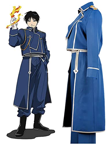 LHHZDH Anime Fullmetal Alchemist Roy Mustang Cosplay disfraz alquimia uniforme vestido grande Halloween cumpleaños regalo fiesta conjunto-Azul_METRO