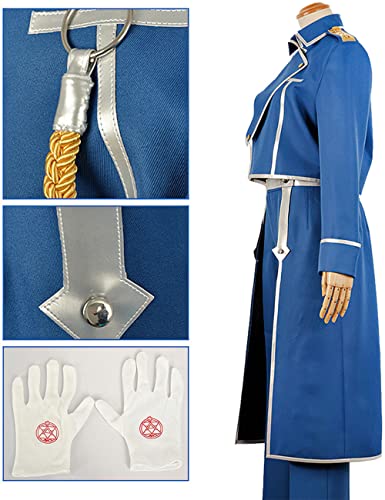 LHHZDH Anime Fullmetal Alchemist Roy Mustang Cosplay disfraz alquimia uniforme vestido grande Halloween cumpleaños regalo fiesta conjunto-Azul_METRO