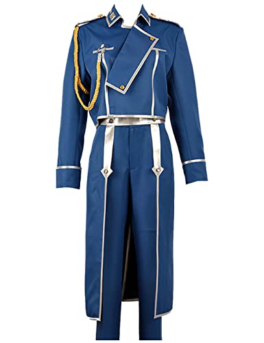 LHHZDH Anime Fullmetal Alchemist Roy Mustang Cosplay disfraz alquimia uniforme vestido grande Halloween cumpleaños regalo fiesta conjunto-Azul_METRO