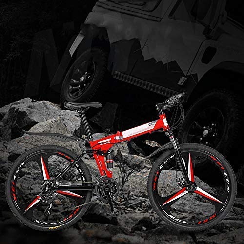 LHQ-HQ Deportes al aire libre for adultos for bicicleta de montaña de 26" Full Suspension 21 de velocidad for hombre Womans montaña plegable bicicleta de carbono de alta marcos de acero con doble Amor