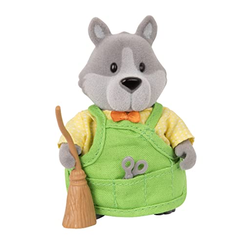 Li'l Woodzeez – GrayPaws Wolf Family – Juego de Juguetes de 5 Piezas con Figuras de Animales en Miniatura y Libro de Cuentos – Juguetes de Animales y Accesorios para niños Mayores de 3 años