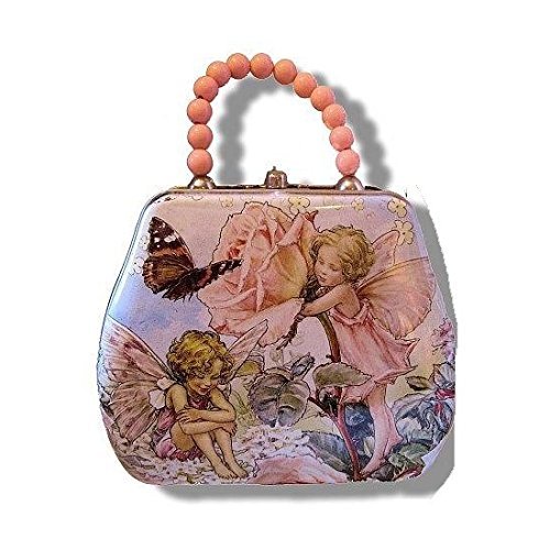 Lila Lavanda Flor Hada - Niña ' Lila Hada Lata FUNDA TRANSPORTE / Mini Metal Bolso / MONEDERO CON LILA Abalorio asa