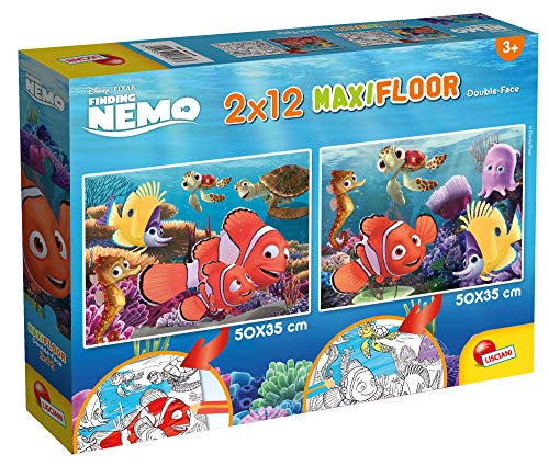 Lisciani Puzzle para niños, 2 puzles de 12 piezas 2 en 1, Doble Cara con reverso para colorear - Disney Nemo 86573