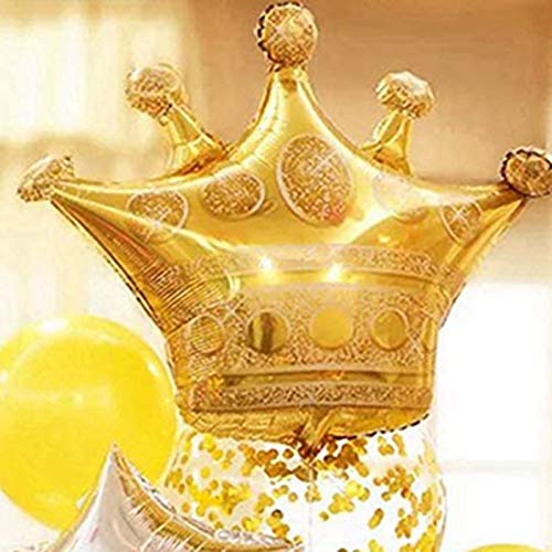 Liseng Globos de Corona de 14 Piezas Globo de Corona de LáMina Dorada para CumpleañOs Bodas Fiestas Baby Shower Decoraciones 4 Gigantes y 10 TamañOs PequeñOs