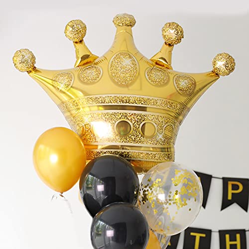 Liseng Globos de Corona de 14 Piezas Globo de Corona de LáMina Dorada para CumpleañOs Bodas Fiestas Baby Shower Decoraciones 4 Gigantes y 10 TamañOs PequeñOs