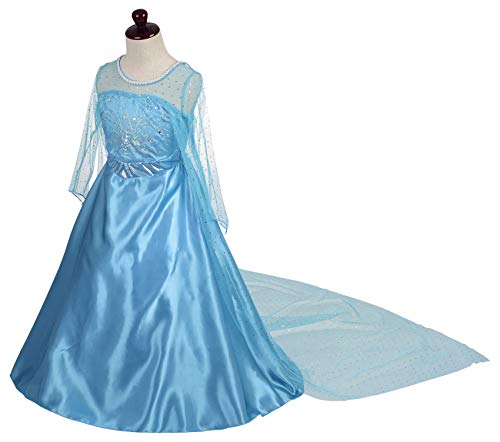 Lito Angels Disfraz de Princesa Elsa Reina de Nieve Vestido de Reino del Hielo con capa para Niñas, Talla 9-10 años, G