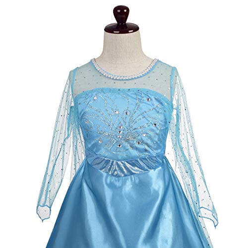 Lito Angels Disfraz de Princesa Elsa Reina de Nieve Vestido de Reino del Hielo con capa para Niñas, Talla 9-10 años, G