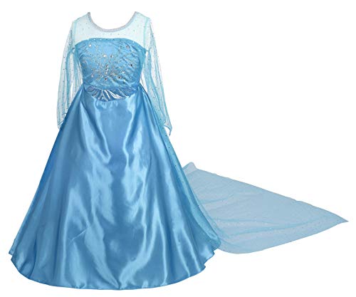 Lito Angels Disfraz de Princesa Elsa Reina de Nieve Vestido de Reino del Hielo con capa para Niñas, Talla 9-10 años, G