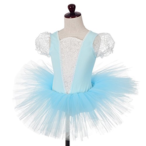 Lito Angels Disfraz Tutu de Princesa Cenicienta para Niña, Vestido Bailarina de Ballet Maillot de Danza Baile con Falda, Talla 7 8 años