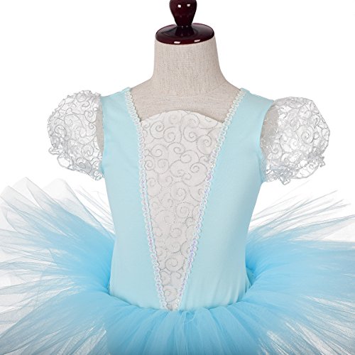 Lito Angels Disfraz Tutu de Princesa Cenicienta para Niña, Vestido Bailarina de Ballet Maillot de Danza Baile con Falda, Talla 7 8 años