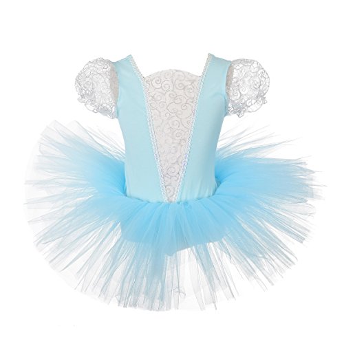 Lito Angels Disfraz Tutu de Princesa Cenicienta para Niña, Vestido Bailarina de Ballet Maillot de Danza Baile con Falda, Talla 7 8 años