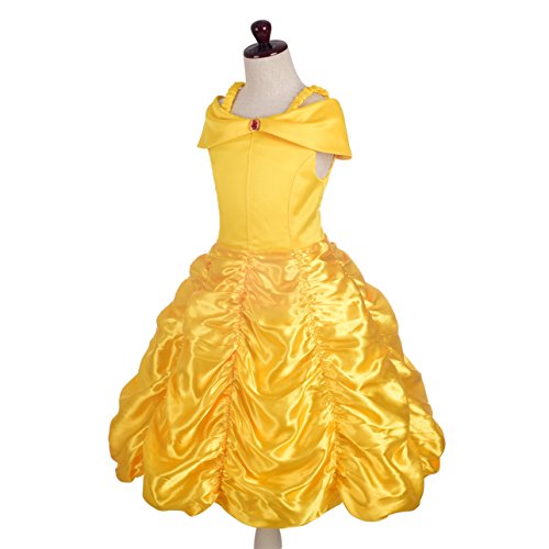 Lito Angels Vestido de Princesa Belle Disfraz la Bella y la Bestia para Niñas Pequeñas Talla 2-3 Años, Amarillo 077