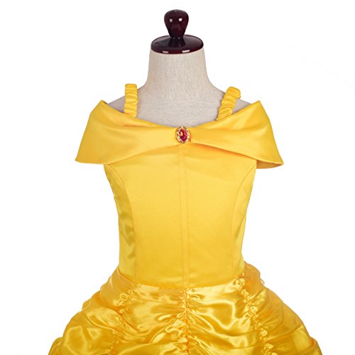 Lito Angels Vestido de Princesa Belle Disfraz la Bella y la Bestia para Niñas Pequeñas Talla 2-3 Años, Amarillo 077