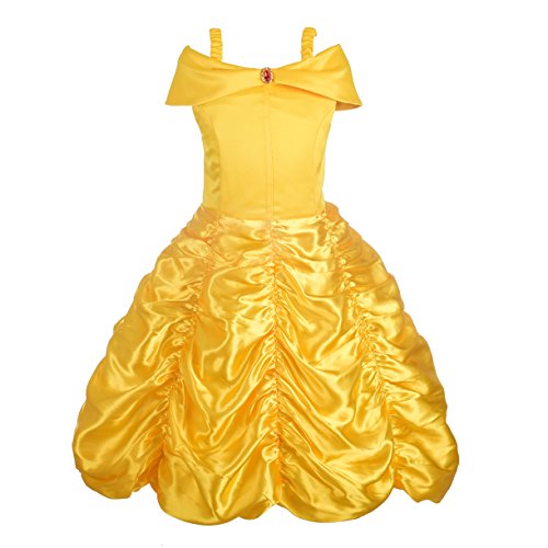 Lito Angels Vestido de Princesa Belle Disfraz la Bella y la Bestia para Niñas Pequeñas Talla 2-3 Años, Amarillo 077