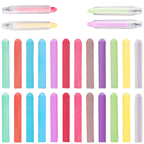 liuer 36PCS Tizas de Colores Tizas Sin Polvo con 6PCS Titular de Tizas Coloreado Tiza de Dibujo Colorido Profesor Pizarra Graffiti Tiza para Blackboard Office School Stationary