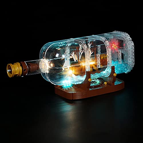 Locolee Kit de iluminación LED para barco en una botella, juego de luces modelo coleccionable compatible con Lego 21313 barco, sin bloques de construcción (versión de control de voz)