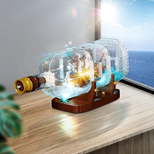 Locolee Kit de iluminación LED para barco en una botella, juego de luces modelo coleccionable compatible con Lego 21313 barco, sin bloques de construcción (versión de control de voz)