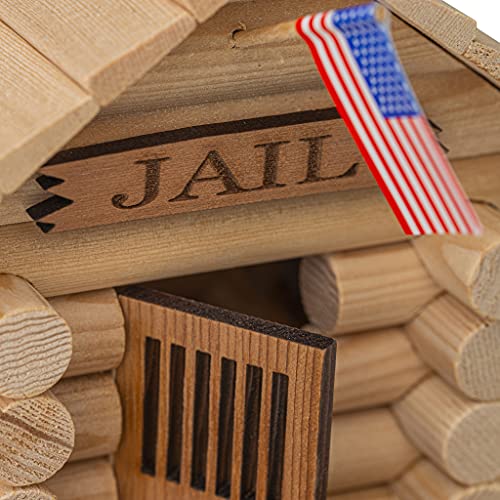 LOG CABIN TOYS - FRONTIER JAILHOUSE - 56 PIEZAS + PEGAMENTO - 100% MADERA NORTEAMERICANA